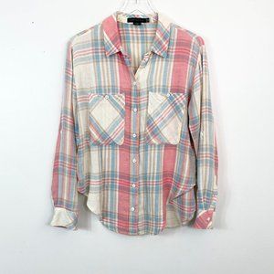 Sanctuary Boyfriend Button Down Shirt Womens XS Plaid